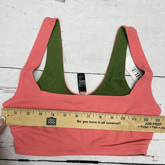 NWT HUE Reversible Textured Swim Top Coral Green Size S Sporty Beach - Picture 6 of 8